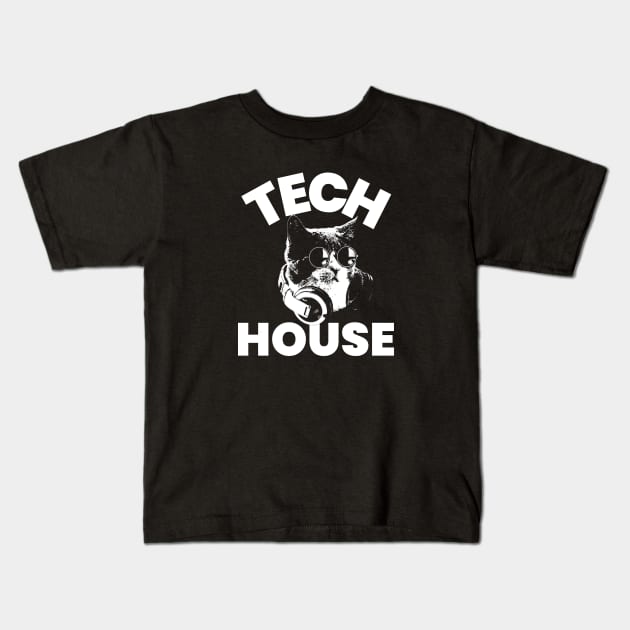 TECH HOUSE - Cat Kids T-Shirt by DISCOTHREADZ 